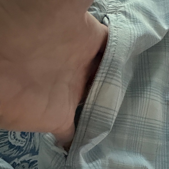 Orvis Pro Womens Blue Plaid Snap Down Shirt with Zippered Side Pockets Size L - Picture 7 of 13